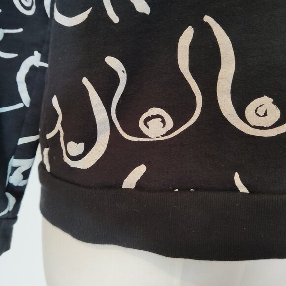 Gravel & Gold Women's Boobs Graphic Print Sweatshirt in Black Small - Picture 4 of 7